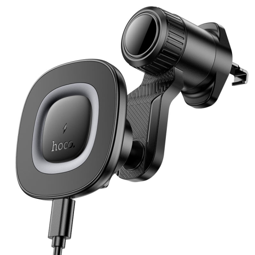 Автоутримувач HOCO HW30+ Wireless Charging 15W, кріплення на решітку, затискач 50-90мм, Gray, Box