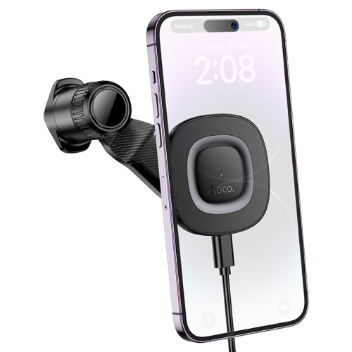 Автоутримувач HOCO HW30+ Wireless Charging 15W, кріплення на решітку, затискач 50-90мм, Gray, Box