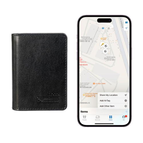 Візитниця з трекером HOCO E91F, Black