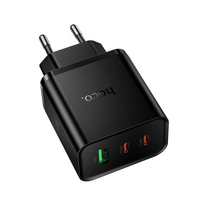 СЗУ HOCO N75 110-240V, PD65W+Q3.0, USB+2*Type-C, Black, Box