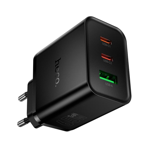 СЗУ HOCO N75 110-240V, PD65W+Q3.0, USB+2*Type-C, Black, Box