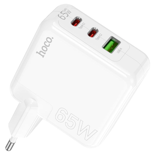 СЗУ HOCO C115A 110-240V, PD65W+Q3.0, USB+2*Type-C, White, Box