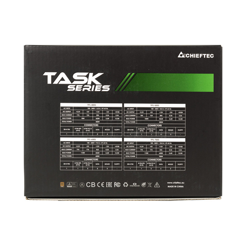 Блок живлення CHIEFTEC Task  (700W), >85%, 80+ Bronze, 120мм, 1xMB 24pin(20+4), 1xCPU 8pin(4+4), 3xMolex, 6xSATA, 2xPCIe 8pin(6+2)