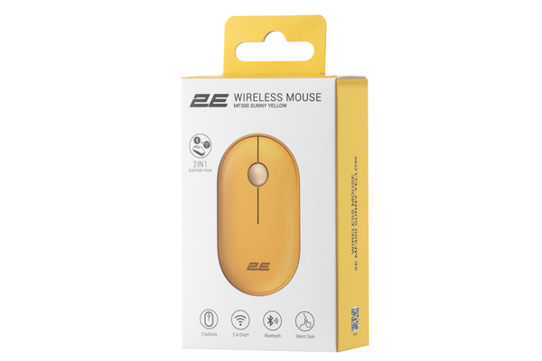 Мышь беспроводная 2E MF300 Silent WL BT Sunny yellow (2E-MF300WYW)