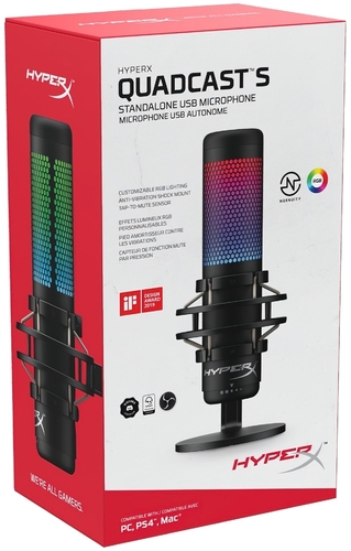 Мікрофон геймінговий HyperX QuadCast S, Omni/Uni/Bi, USB-A, 3м, NGenuity, RGB, чорний