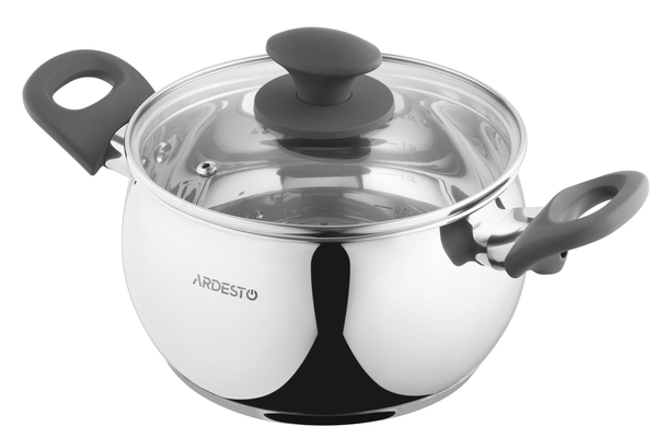 Каструля зі скляною кришкою Ardesto Gemini Cremona, 3л, нержавіюча сталь, бакеліт