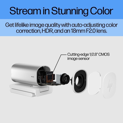 Вебкамера HP 960 Streaming, 4K, 30fps, auto focus, сріблястий