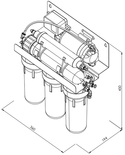 Фільтр зворотного осмосу Ecosoft Standard 5-50P PRO з помпою та мінералізатором, мембрана 50gpd, кран капля, дренаж 1:2
