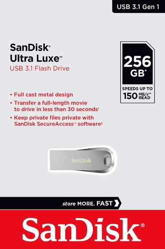 Накопичувач SanDisk  256GB USB 3.1 Type-A Ultra Luxe Срібний