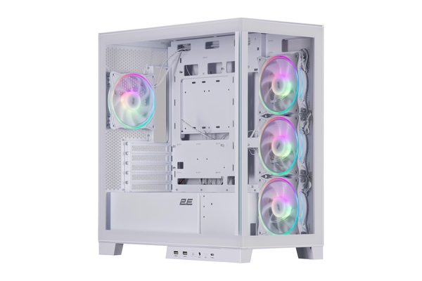 Корпус 2E GAMING Fantom GK701W без БЖ 2xUSB3.0, 1xUSBType-C, 4x120мм ARGB, VGA 400мм, LCS ready, контролер з пультом, TG Side/Front Panel, mATX, білий