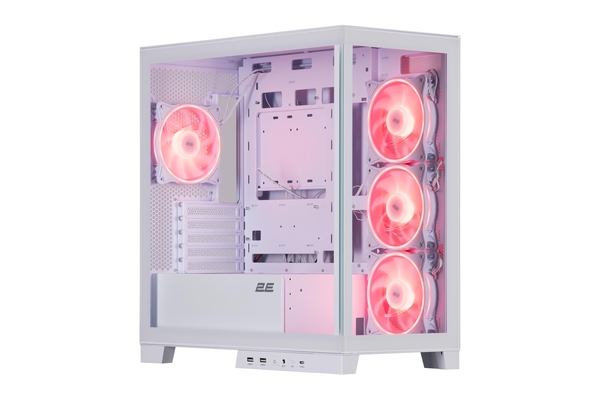 Корпус 2E GAMING Fantom GK701W без БЖ 2xUSB3.0, 1xUSBType-C, 4x120мм ARGB, VGA 400мм, LCS ready, контролер з пультом, TG Side/Front Panel, mATX, білий