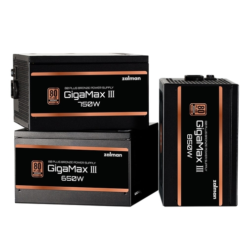 Блок живлення Zalman Gigamax 3  (850W), 88%, 80+ Bronze, 120мм, 1xMB 24pin(20+4), 2xCPU (8pin(4+4)+8pin), 3xMolex, 6xSATA, 4xPCIe 8pin(6+2), 1x12VHPWR, Semi Modular