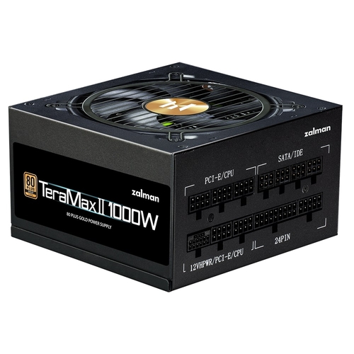 Блок живлення Zalman Teramax 2  (1000W), >90%, 80+ Gold, 120мм, 1xMB 28pin (18+10), 2xCPU 8pin(4+4), 3xMolex, 12xSATA, 4xPCIe 8pin(6+2), 1xPCIe GEN5 16pin, Fully Modular
