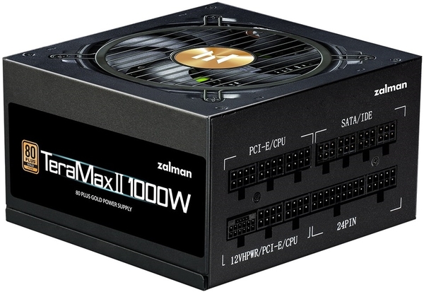 Блок живлення Zalman Teramax 2  (1000W), >90%, 80+ Gold, 120мм, 1xMB 28pin (18+10), 2xCPU 8pin(4+4), 3xMolex, 12xSATA, 4xPCIe 8pin(6+2), 1xPCIe GEN5 16pin, Fully Modular