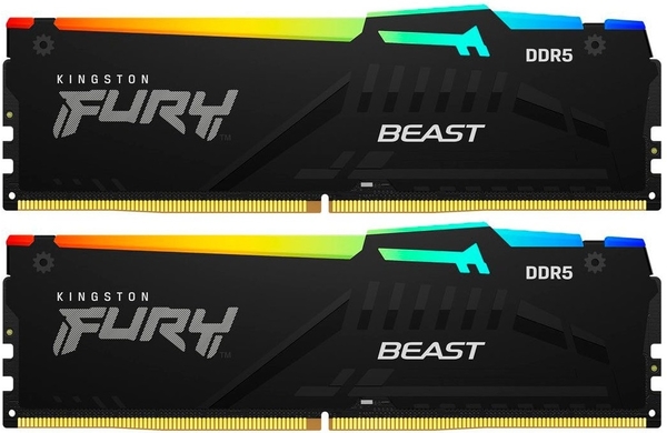 Пам'ять ПК Kingston DDR5 64GB KIT (32GBx2) 5600 FURY Beast RGB XMP