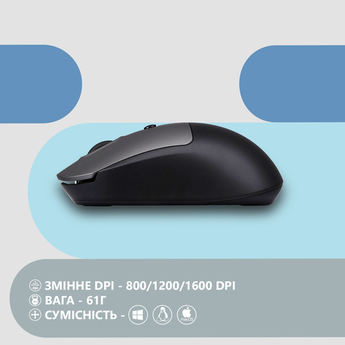 2E Миша MF218 Silent WL BT Black/Gray