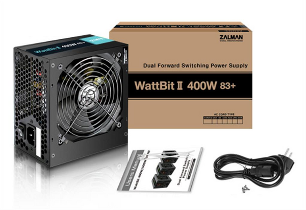 Блок живлення Zalman Wattbit II  (400W), 83%, 120мм, 1xMB 24pin(20+4), 1xCPU 8pin(4+4), 3xMolex, 4xSATA, 2xPCIe 8pin(6+2)