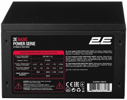 Блок живлення 2E Basic Power  (400W), >80%, 120мм, 1xMB 24pin(20+4), 1xCPU 8pin(4+4), 3xMolex, 4xSATA, 1xPCIe 8pin(6+2)