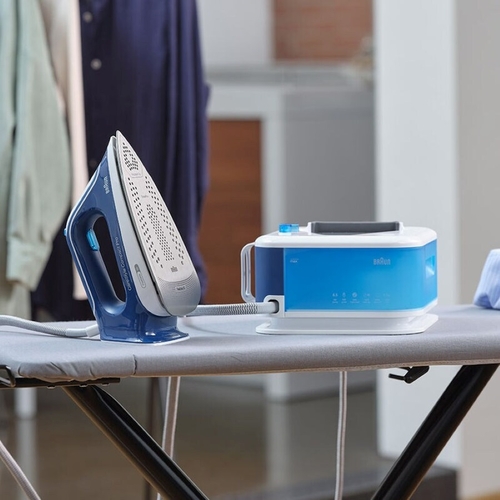 Прасувальна система Braun CareStyle Compact Prot, 2400Вт, 1500мл, паровий удар -430гр, нерж. сталь, біло-синій
