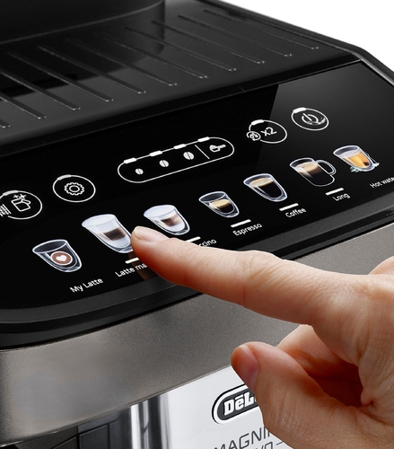 Кавомашина Delonghi Magnifica Evo, 1.8л, зерно+мелена, автомат.капуч, дисплей, авторецептів -7, графіт