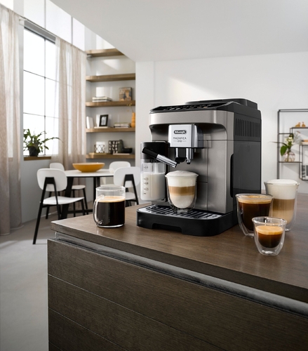 Кавомашина Delonghi Magnifica Evo, 1.8л, зерно+мелена, автомат.капуч, дисплей, авторецептів -7, графіт