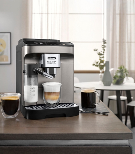 Кавомашина Delonghi Magnifica Evo, 1.8л, зерно+мелена, автомат.капуч, дисплей, авторецептів -7, графіт