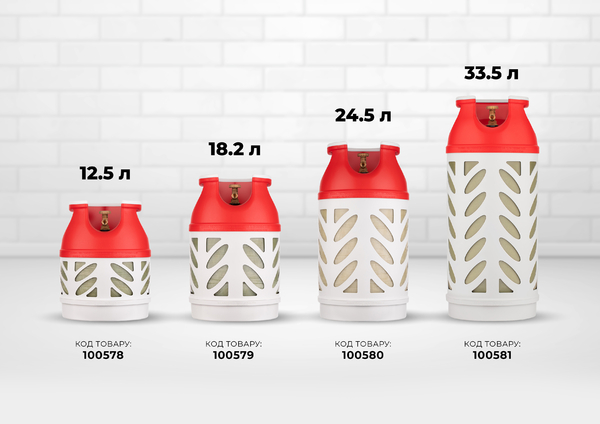 Балон газовий композитний Hexagon Ragasco HR24.5L, 24.5л, пропан/бутан 10кг/12кг, 30бар, вентиль Shell (український стандарт), 5.4кг