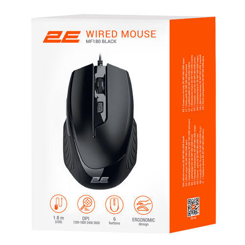 2E Миша MF180, USB-A, чорний