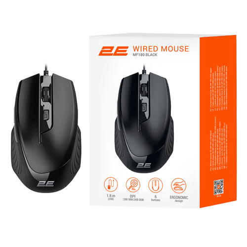 2E Миша MF180, USB-A, чорний