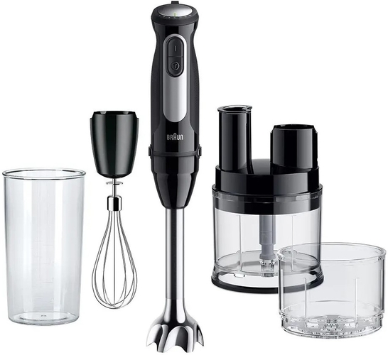 Блендер Braun заглибний MultiQuick 5 Pro, 1000Вт, чаша-600мл, вінчик, міні-подріб.,терка, чорний