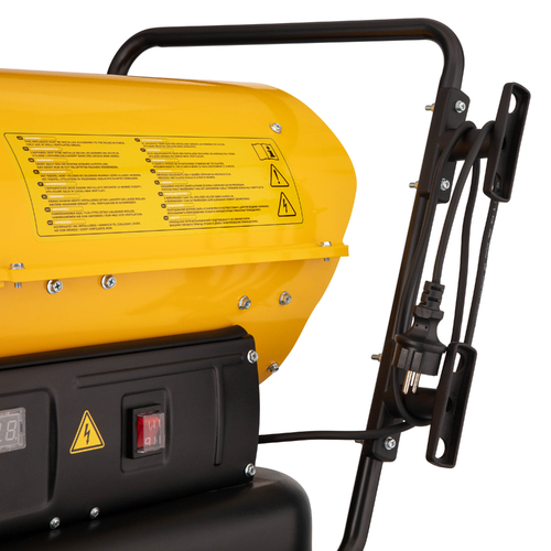 Теплова гармата дизель/гас 2E PowerHeat D30i, непрямого нагріву, 30кВт, 400м кв, 780м куб/год, колеса, IPX4, жовтий