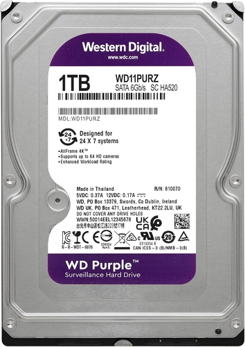 Накопитель HDD SATA 1.0TB WD Purple 5400rpm 64MB (WD10PURZ)