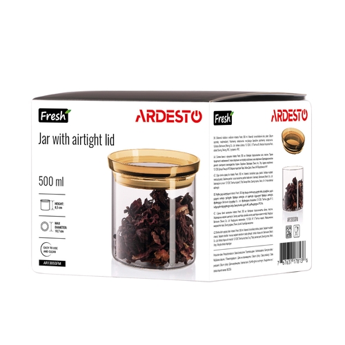 Банка для зберігання Ardesto Fresh 500мл, скло, пластик, прозорий