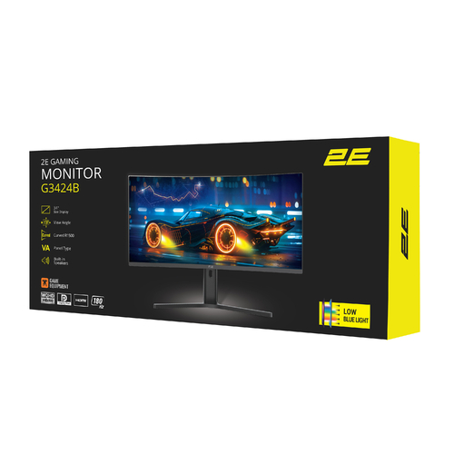 2E Gaming Монітор 34" G3424B 2xHDMI, DP, VA, 3440x1440, 180Hz, 1ms, NTSC 85%, CURVED, FreeSync, HAS