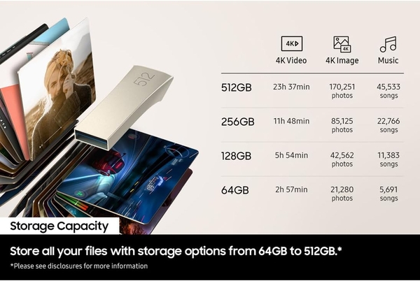 Samsung Накопичувач Samsung 512GB USB 3.1 Type-A Bar Plus Сірий