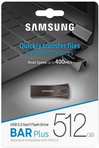 Samsung Накопичувач Samsung 512GB USB 3.1 Type-A Bar Plus Сірий