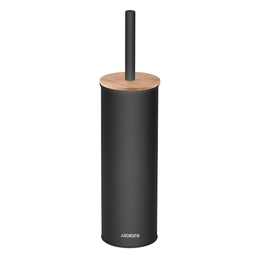 Набір щітка для унітазу з підставкою Ardesto Minimalism 9.5x27.5/38см, метал, поліпропілен, бамбук, чорний