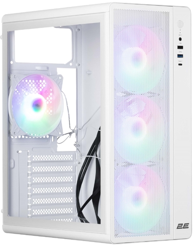 Корпус 2E GAMING Credo Plus V510W без БЖ, 1xUSB3.0, 1х USB 2.0, 1xUSB Type-C, 4x120мм RGB Rainbow, VGA 310мм, TG Side Panel, ATX, білий