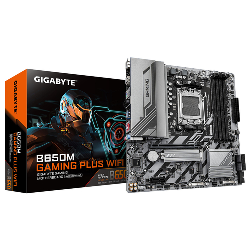 Материнська плата GIGABYTE B650M GAMING PLUS WF sAM5 B650 4xDDR5 M.2 HDMI DP Wi-Fi BT mATX