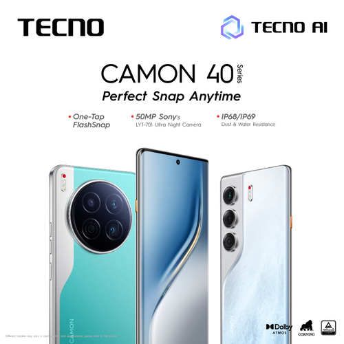 Смартфон TECNO Camon 40 (CM5) 6.78" 8/256ГБ, 2SIM, 5200мА•год, Galaxy Black