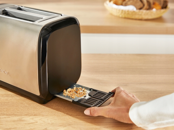 Тостер Tefal Subito 1100Вт, розморожування, щипці, нерж. сталь, чорний
