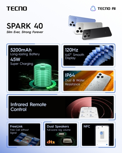 Смартфон TECNO Spark 40 (KM5n) 6.67" 8/256ГБ, 2SIM, 5200мА•год, Veil White