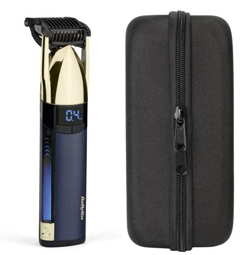Тример Babyliss Super-X Metal Series Navy&Gold Edition, для голови, вусів та бороди, акум., насадок-1, кейс, сталь, синьо-золотий