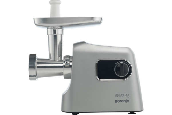 М'ясорубка Gorenje, 2500Вт, 2.8кг/хв, 3 решітки, насадка для ковбас, кеббе, шнековий соковидавлювач, 3 терки, пластик/метал, нерж