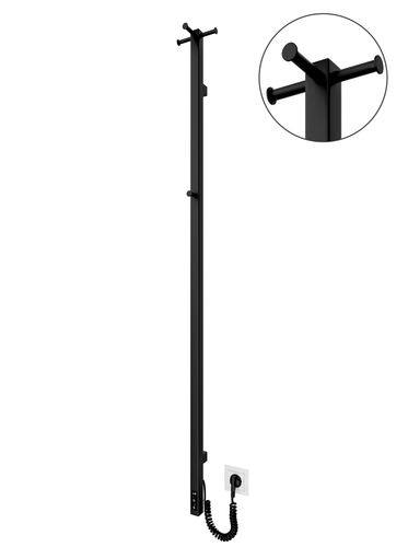 Рушникосушка Mario електрична Рей Кубо-І, 1500x30x55130мм, таймер-регулятор, нерж.сталь, чорний мат