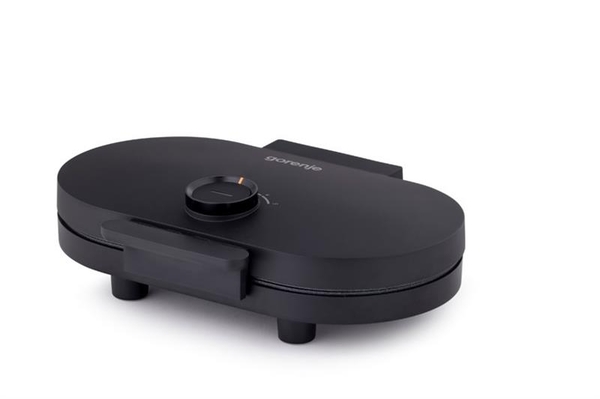 Міні-гриль  Gorenje 1200Вт, алюміній, пластина д/вафель, корпус-метал, чорний