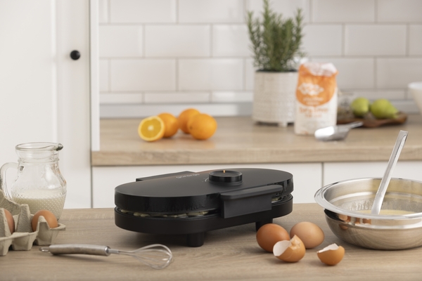 Міні-гриль  Gorenje 1200Вт, алюміній, пластина д/вафель, корпус-метал, чорний