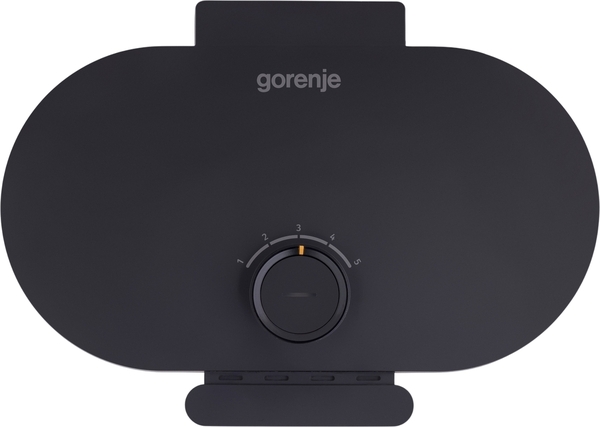 Міні-гриль  Gorenje 1200Вт, алюміній, пластина д/вафель, корпус-метал, чорний
