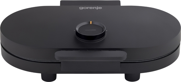 Міні-гриль  Gorenje 1200Вт, алюміній, пластина д/вафель, корпус-метал, чорний