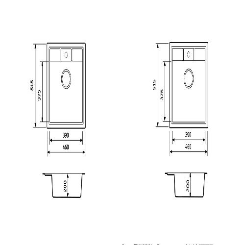Набір кухонна Adamant Brick, штучний камінь, квадрат, без крила, 460x515x200мм, чаша - 1, врізна, чорний + змішувач